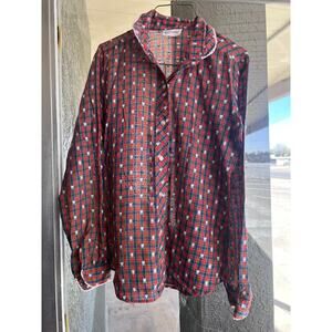 Vintage plaid Carousel button down top size medium
